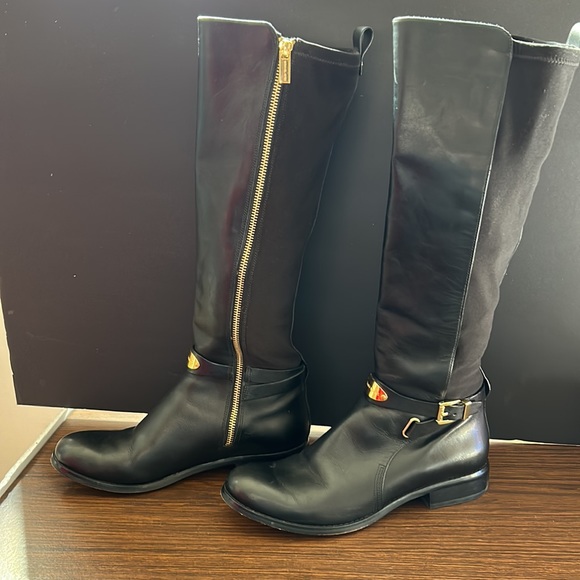Michael Kors Riding Boots leather & neoprene knee boots, Size 8.5 - Picture 4 of 11